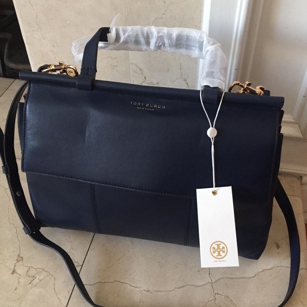 AuthenticTory Burch blue leather bag $495 NWT